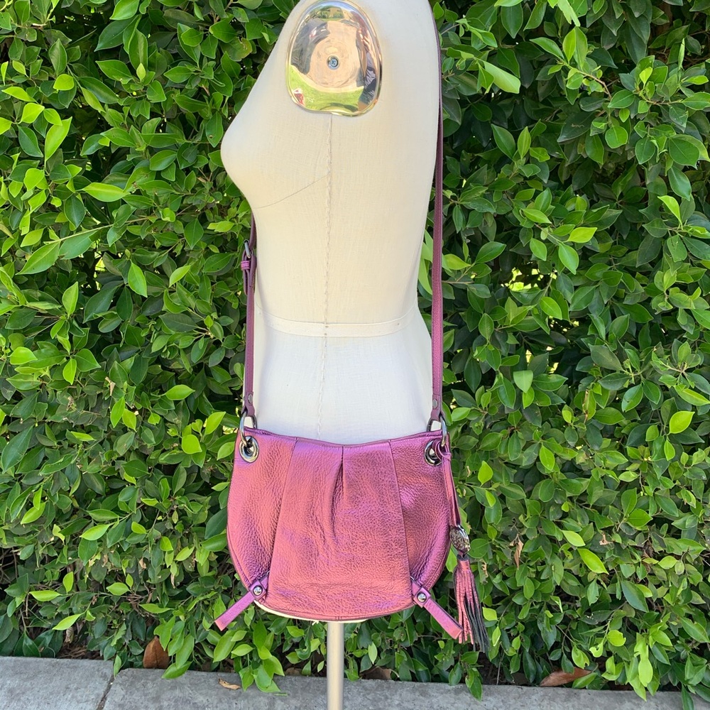 Vince Camuto Metallic Purple Leather Crossbody Bag